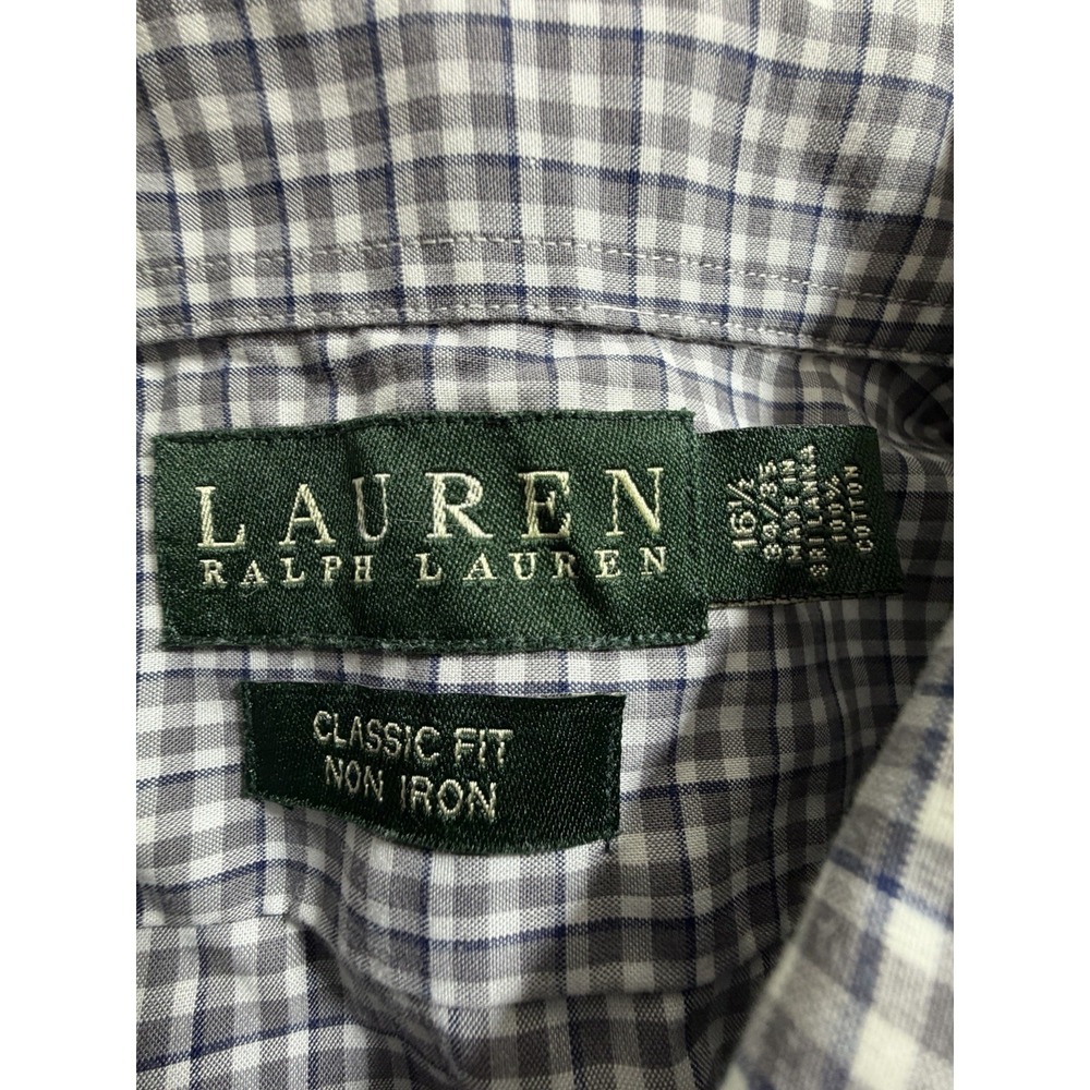 Lauren Ralph Lauren Classic Fit Button Down Dress Shirt Checker Size 16.5 34/35 - Picture 2 of 5